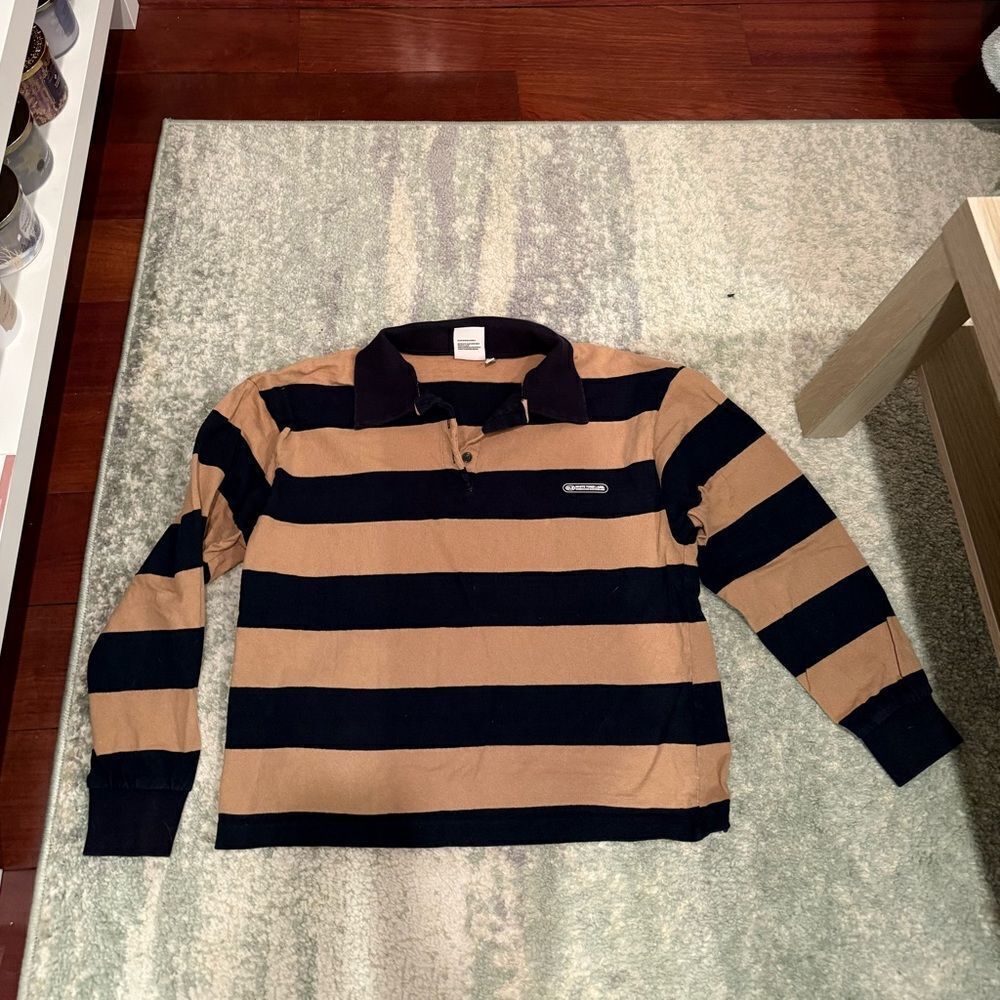 Brown and navy stripped polo shirt